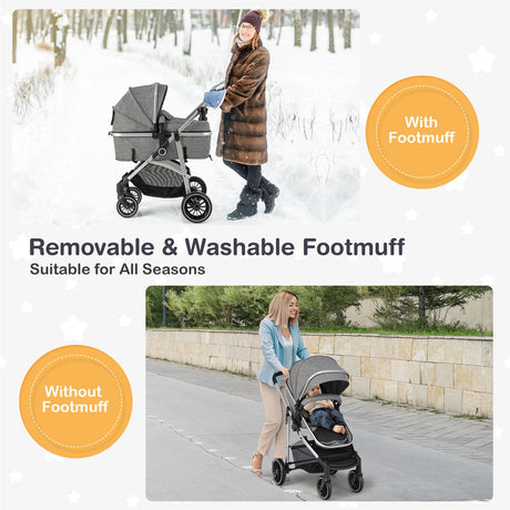 Cochecito de bebé convertible 2 en 1 con asiento reversible