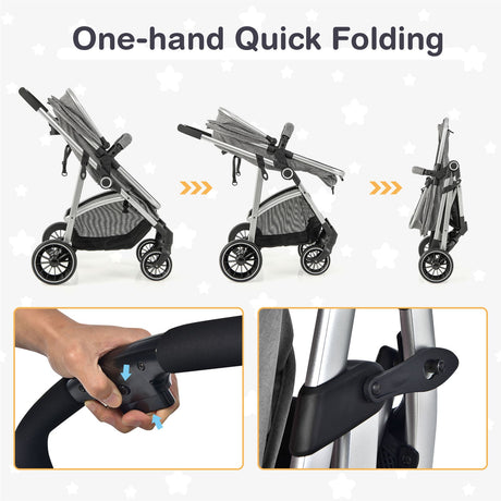 Cochecito de bebé convertible 2 en 1 con asiento reversible