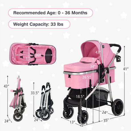 Cochecito de bebé convertible 2 en 1 con asiento reversible