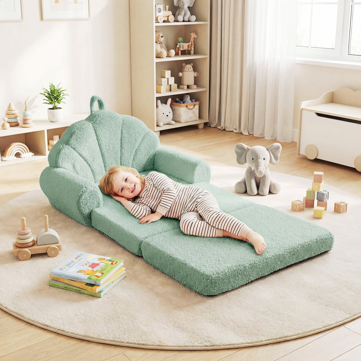 Sofá Infantil Convertible 2 en 1 Silla Plegable para Niños Pequeños