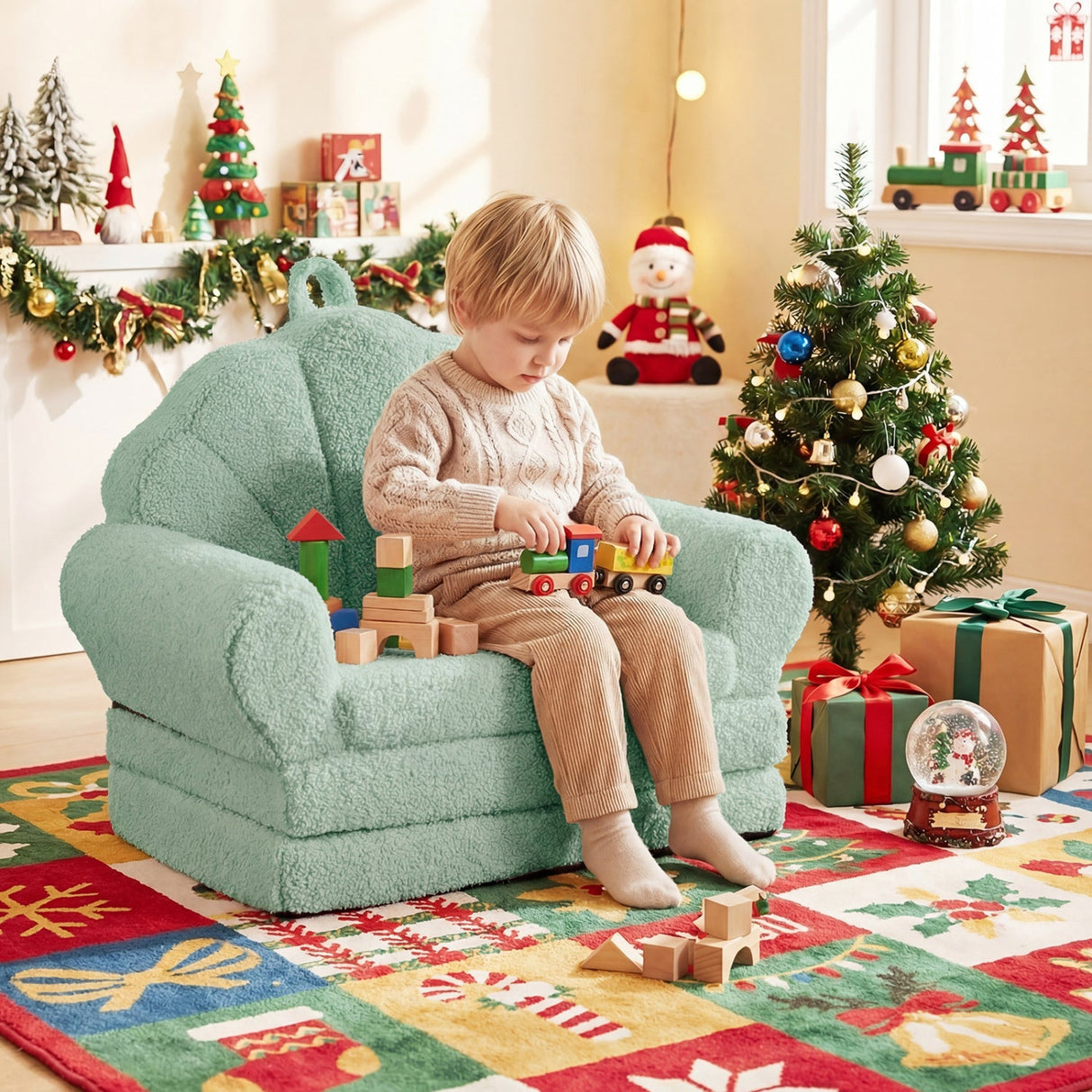 Sofá Infantil Convertible 2 en 1 Silla Plegable para Niños Pequeños