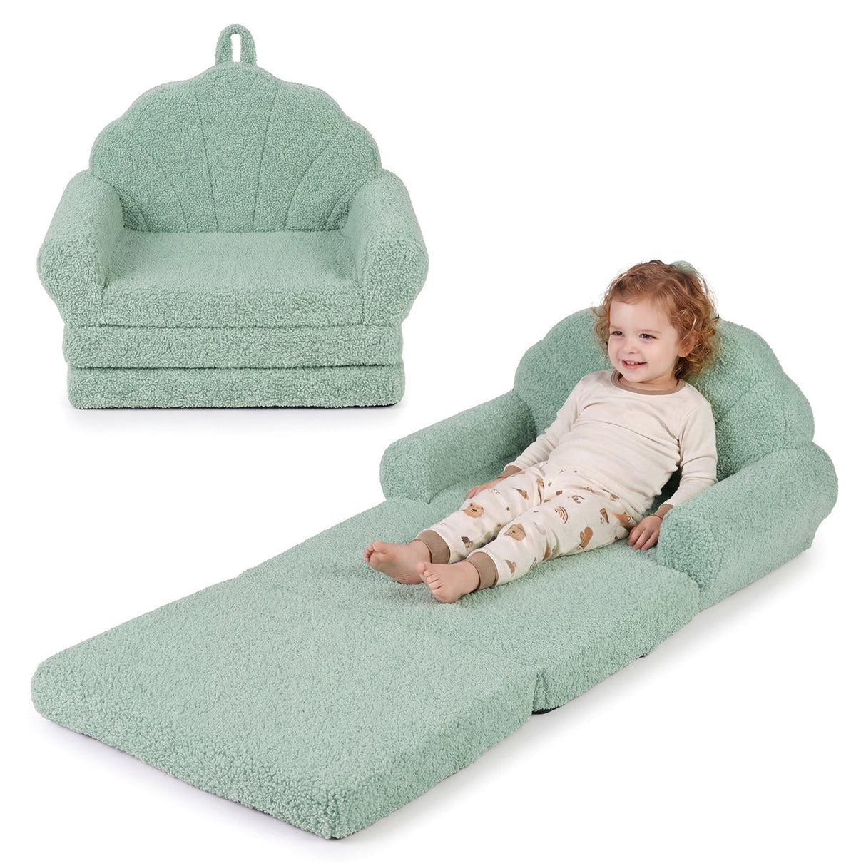 Sofá Infantil Convertible 2 en 1 Silla Plegable para Niños Pequeños