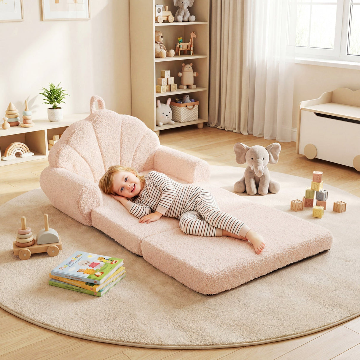Sofá Infantil Convertible 2 en 1 Silla Plegable para Niños Pequeños