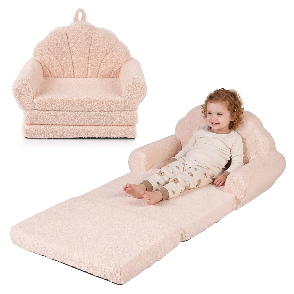 Sofá Infantil Convertible 2 en 1 Silla Plegable para Niños Pequeños