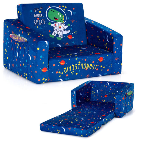 Sofá convertible 2 en 1 para niños con tela de terciopelo