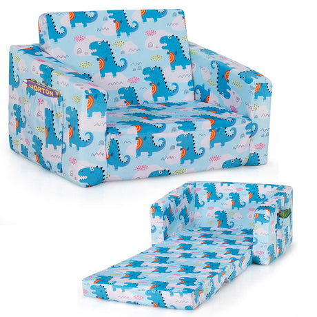 Sofá convertible 2 en 1 para niños con tela de terciopelo