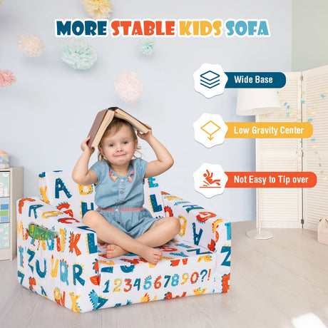 Sofá convertible 2 en 1 para niños con tela de terciopelo