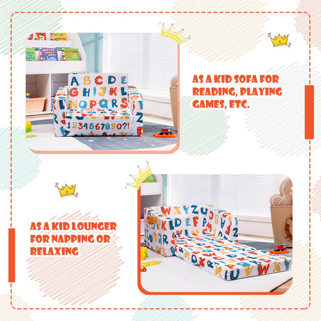 Sofá convertible 2 en 1 para niños con tela de terciopelo