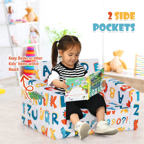 Sofá convertible 2 en 1 para niños con tela de terciopelo