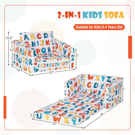 Sofá convertible 2 en 1 para niños con tela de terciopelo