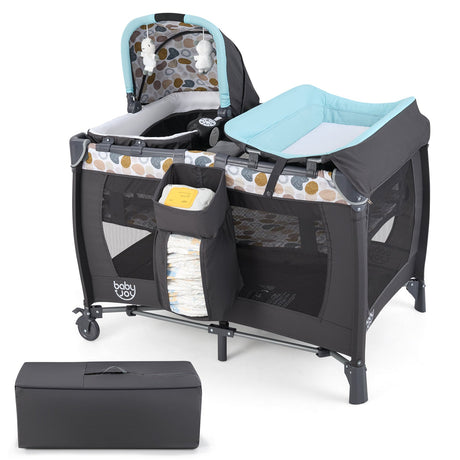 Cuna corral 4 en 1 convertible portátil para bebé con moisés para recién nacido, música y juguetes