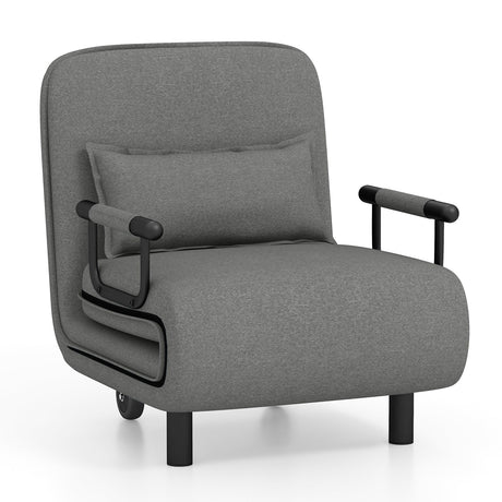 Sofá cama convertible 3 en 1 con respaldo ajustable de 5 posiciones y cojín lumbar