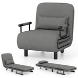 3-in-1 Convertible Sofa Bed with 5-Position Adjustable Backrest and Lumbar Pillow