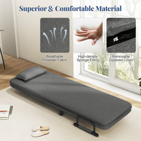 Sofá cama convertible 3 en 1 con respaldo ajustable de 5 posiciones y cojín lumbar