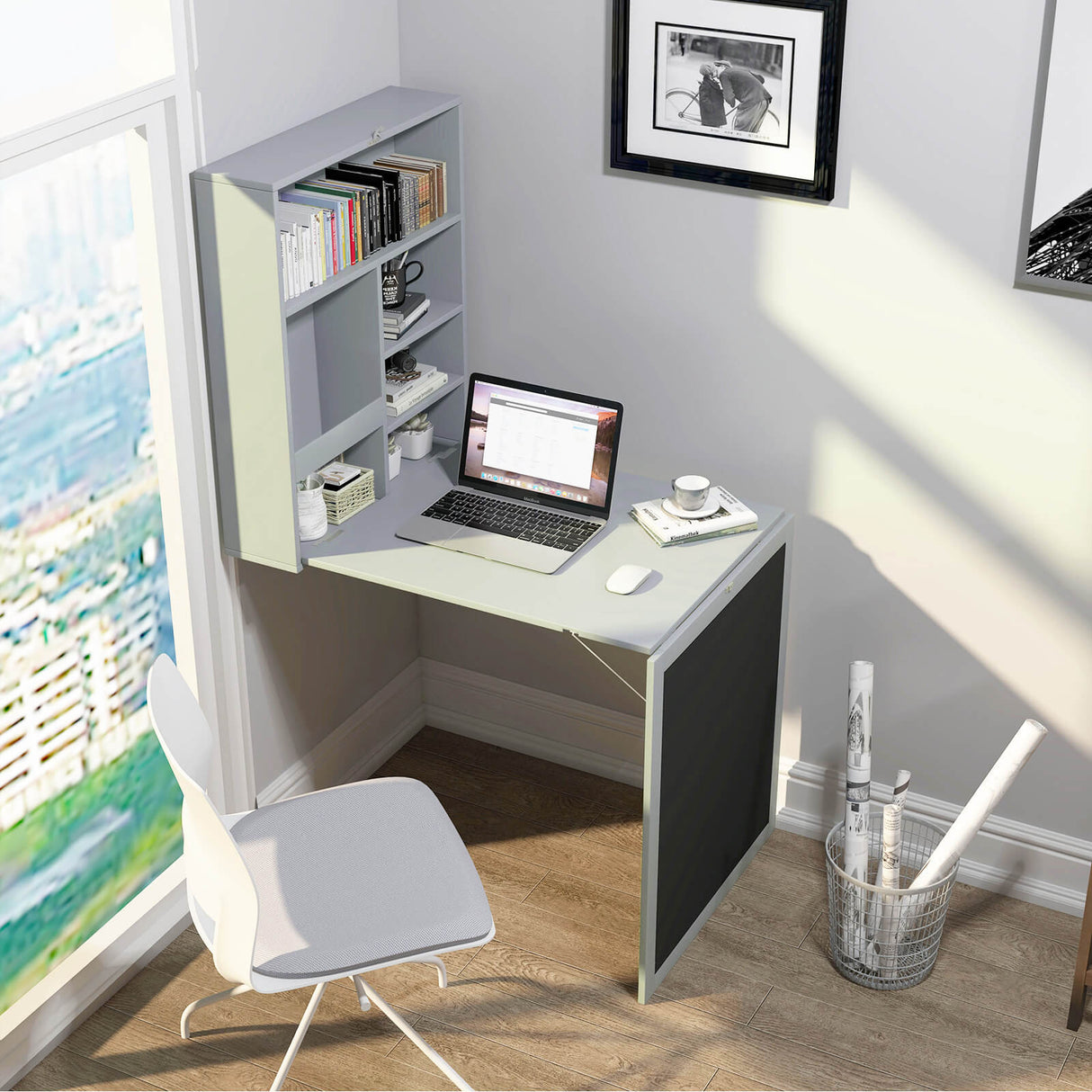 Mesa plegable de pared con pizarra