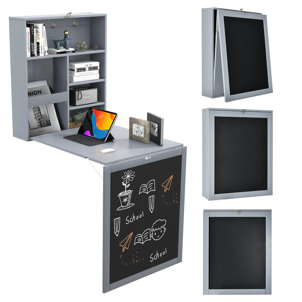 Mesa plegable de pared con pizarra