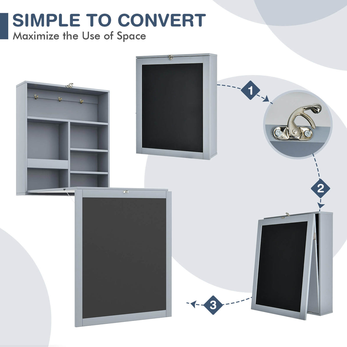 Mesa plegable de pared con pizarra