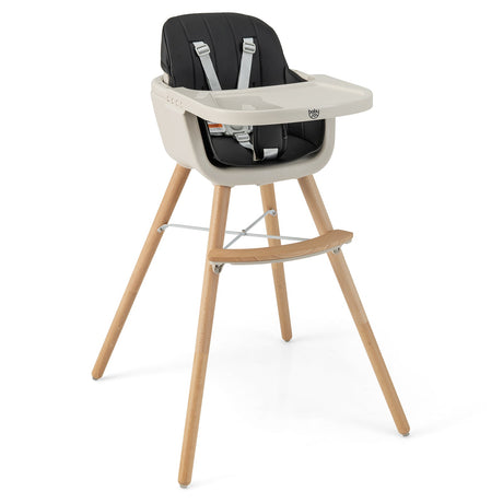 Trona de madera convertible 3 en 1 con cojín