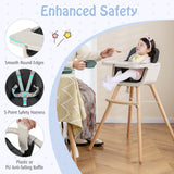 3-in-1 Convertible Wooden High Chair with Cushion