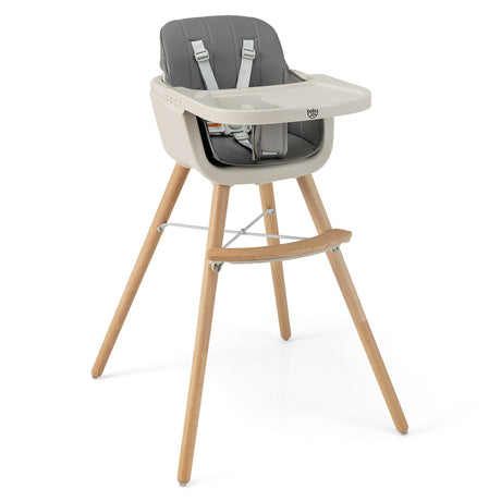 Trona de madera convertible 3 en 1 con cojín