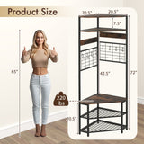 5-Tier Corner Hall Tree with Shoe Storage Bench