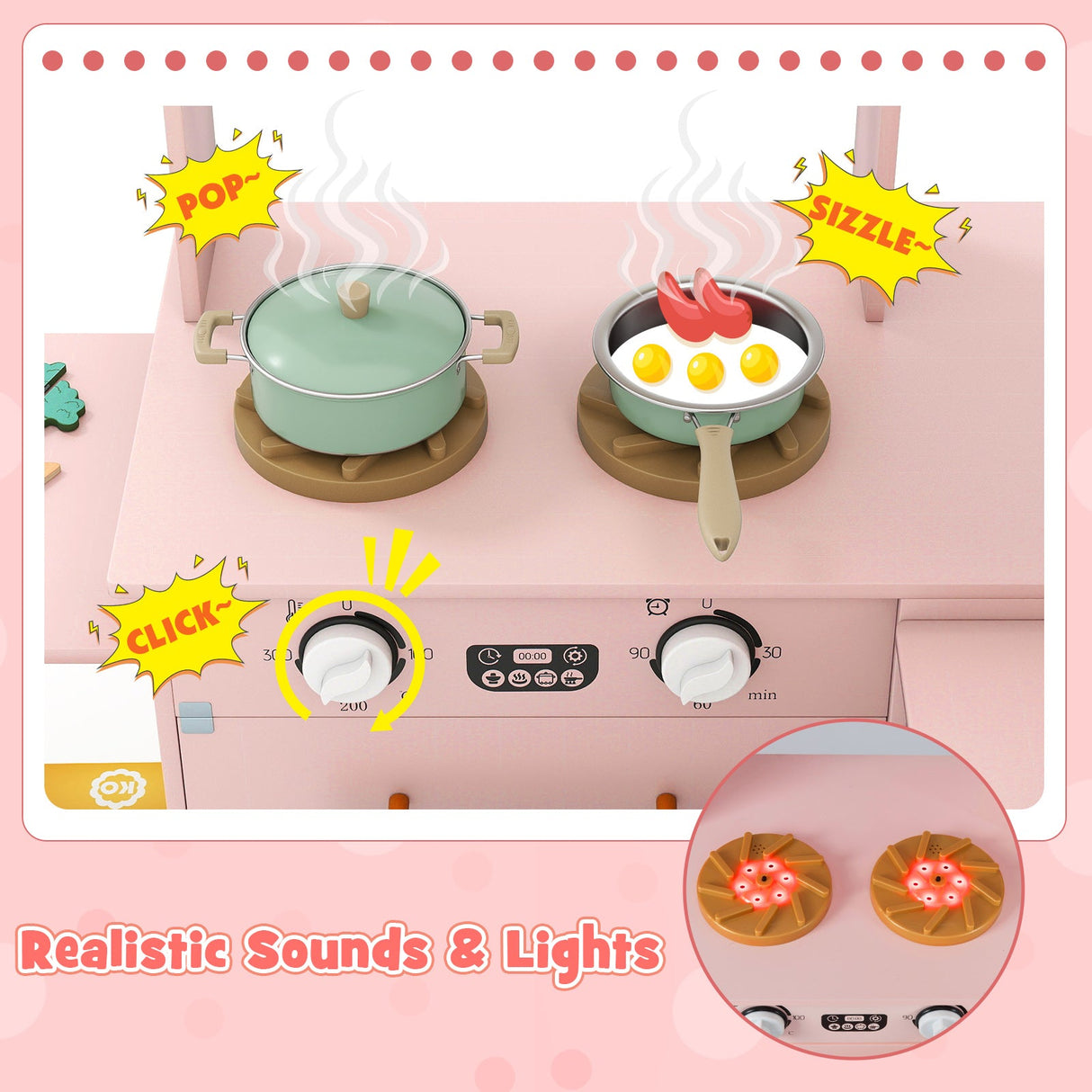 Cocina de esquina con luces y sonidos para niños de 3 años en adelante