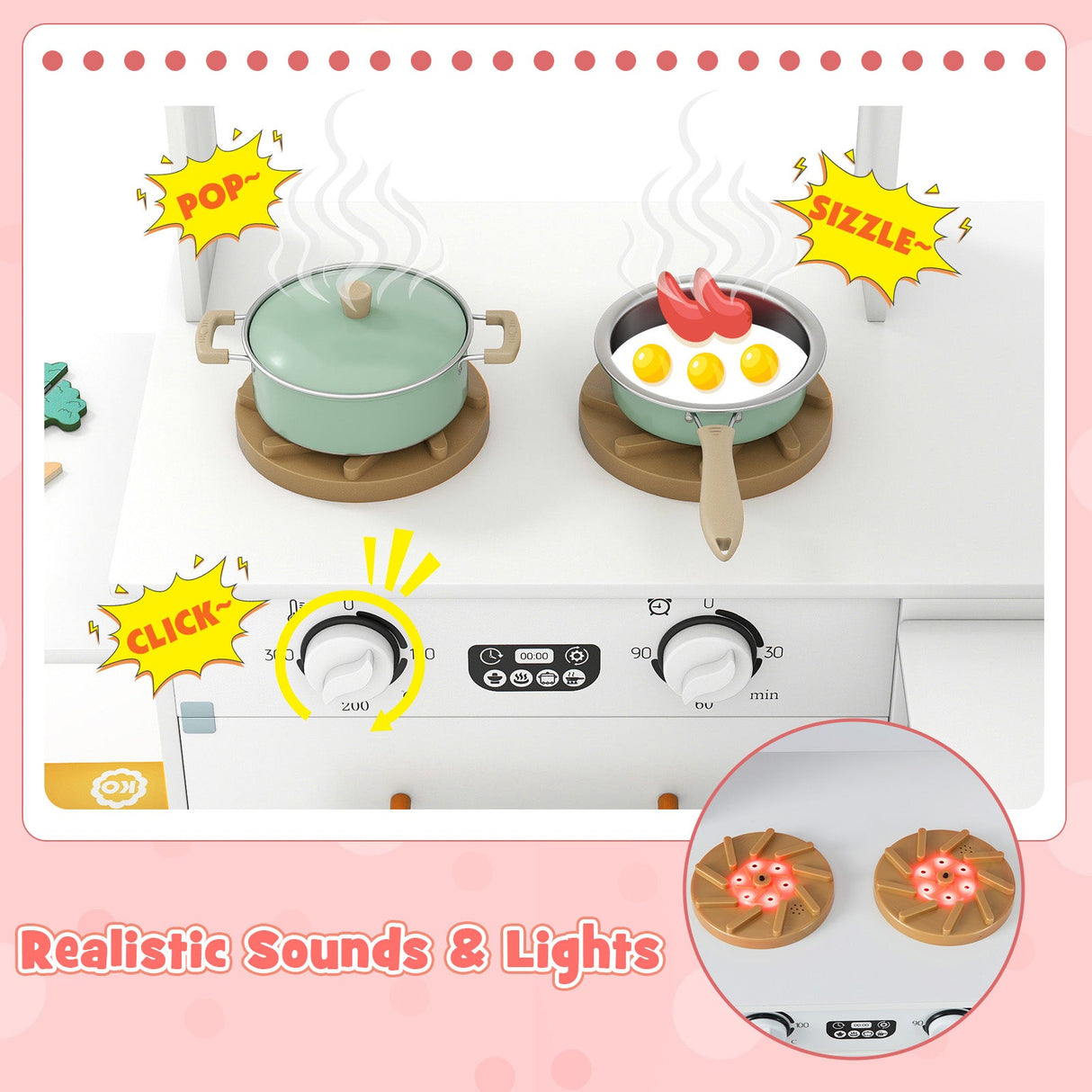 Cocina de esquina con luces y sonidos para niños de 3 años en adelante