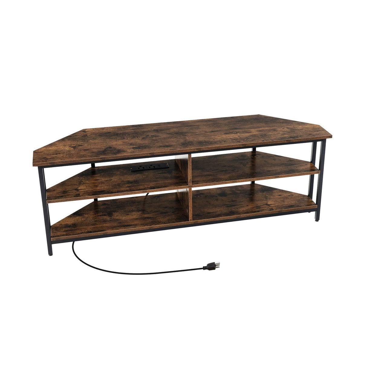 3-Tier Corner TV Stand for TVs up to 65 Inches with Charging Station