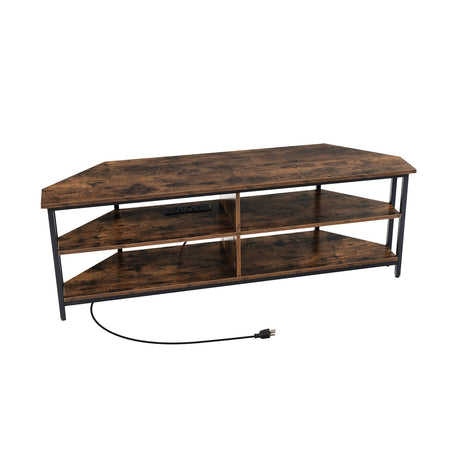 Mueble para TV esquinero de 3 niveles para televisores de hasta 65 pulgadas con estación de carga