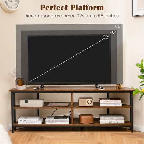 Mueble para TV esquinero de 3 niveles para televisores de hasta 65 pulgadas con estación de carga