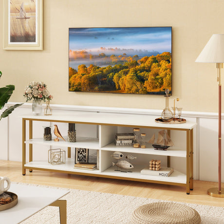 Mueble para TV esquinero de 3 niveles para televisores de hasta 65 pulgadas con estación de carga