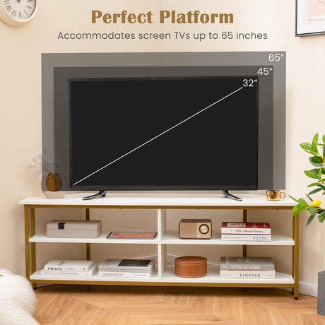 Mueble para TV esquinero de 3 niveles para televisores de hasta 65 pulgadas con estación de carga