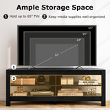 Corner TV Stand with Power Outlet and 4 Open Storage Shelves