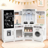 Cocina de juguete de madera esquinera con luces y sonidos, juego de cocina grande para simular.