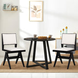 Juego de 2 sillas de comedor giratorias de madera con estructura de madera de caucho y asiento acolchado-Negro