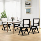 Juego de 2 sillas de comedor giratorias de madera con estructura de madera de caucho y asiento acolchado-Negro