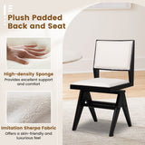 Juego de 2 sillas de comedor giratorias de madera con estructura de madera de caucho y asiento acolchado-Negro
