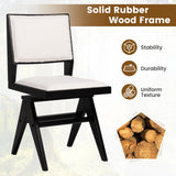 Juego de 2 sillas de comedor giratorias de madera con estructura de madera de caucho y asiento acolchado-Negro