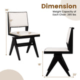 Juego de 2 sillas de comedor giratorias de madera con estructura de madera de caucho y asiento acolchado-Negro