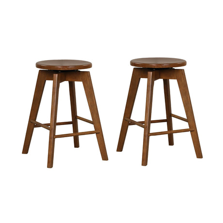 Juego de 2 taburetes de barra de 24.5 pulgadas de altura de mostrador con estructura de madera de caucho