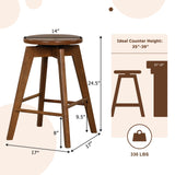 Juego de 2 taburetes de barra de 24.5 pulgadas de altura de mostrador con estructura de madera de caucho