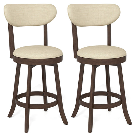 Juego de 2 sillas de altura de mostrador de 25.5 pulgadas con asiento y respaldo acolchados - Marrón