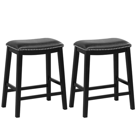 Taburete de barra de 26 pulgadas de altura de encimera, juego de 2 con asiento tapizado