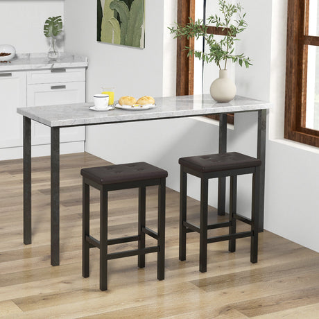 Taburetes de bar de 24 pulgadas con asiento acolchado, reposapiés y estructura de madera de caucho