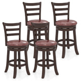 Counter Height Swivel Barstools Set of 2 with Faux Leather Seat and Wrap-around Footrest