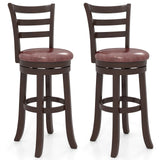 Counter Height Swivel Barstools Set of 2 with Faux Leather Seat and Wrap-around Footrest