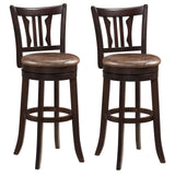 Juego de 2 taburetes de bar giratorios de altura de encimera con respaldo y estructura de madera de caucho maciza