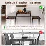 Juego de comedor de 3 piezas con mesa de altura de pub con superficie flotante y reposapiés - Marrón rústico