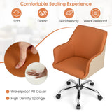 PU Covered Office Chair with Adjustable Height and Sponge Padded Cushion-Brown