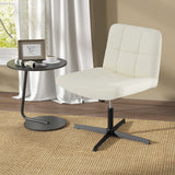 Silla de oficina tapizada en cuero sintético con patas cruzadas y asiento en forma de U de gran tamaño para oficina en casa/maquillaje